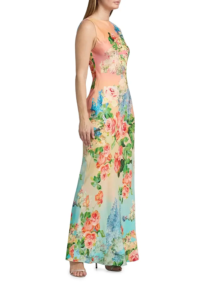Hemant & Nandita Women's Floral Column Maxi Dress | Thumbnail 4 Hemant & Nandita Women's Floral Column Maxi Dress | Thumbnail 4