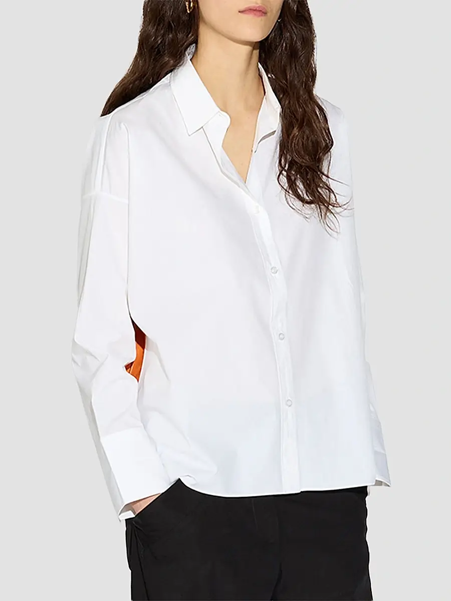 CALLAS MILANO Women's Sirene Poplin Shirt with Silk Twill Lake Como Print Scarf Back | Thumbnail 3 CALLAS MILANO Women's Sirene Poplin Shirt with Silk Twill Lake Como Print Scarf Back | Thumbnail 3