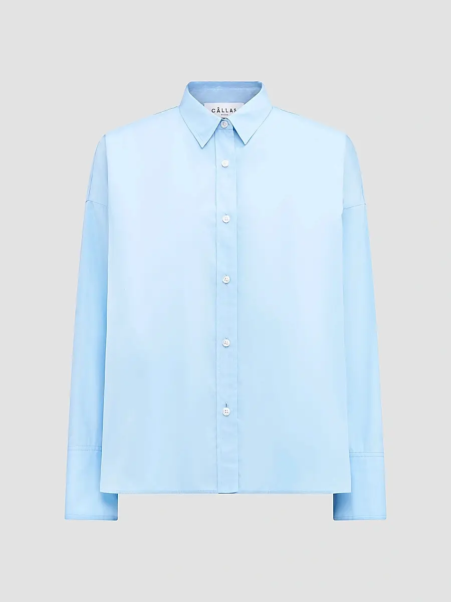 CALLAS MILANO Women's Sirene Poplin Shirt with Silk Twill Lake Como Print Scarf Back | Thumbnail 2 CALLAS MILANO Women's Sirene Poplin Shirt with Silk Twill Lake Como Print Scarf Back | Thumbnail 2