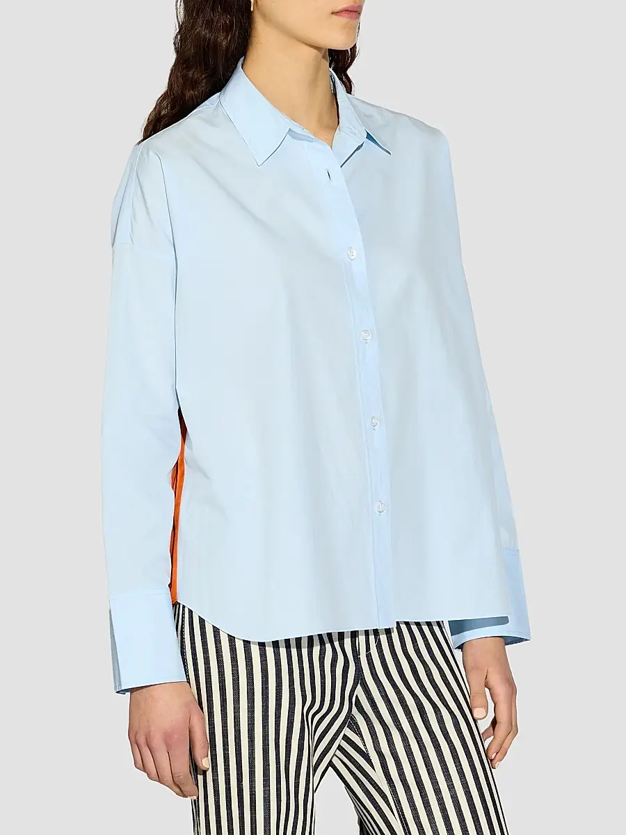 CALLAS MILANO Women's Sirene Poplin Shirt with Silk Twill Lake Como Print Scarf Back | Thumbnail 3 CALLAS MILANO Women's Sirene Poplin Shirt with Silk Twill Lake Como Print Scarf Back | Thumbnail 3