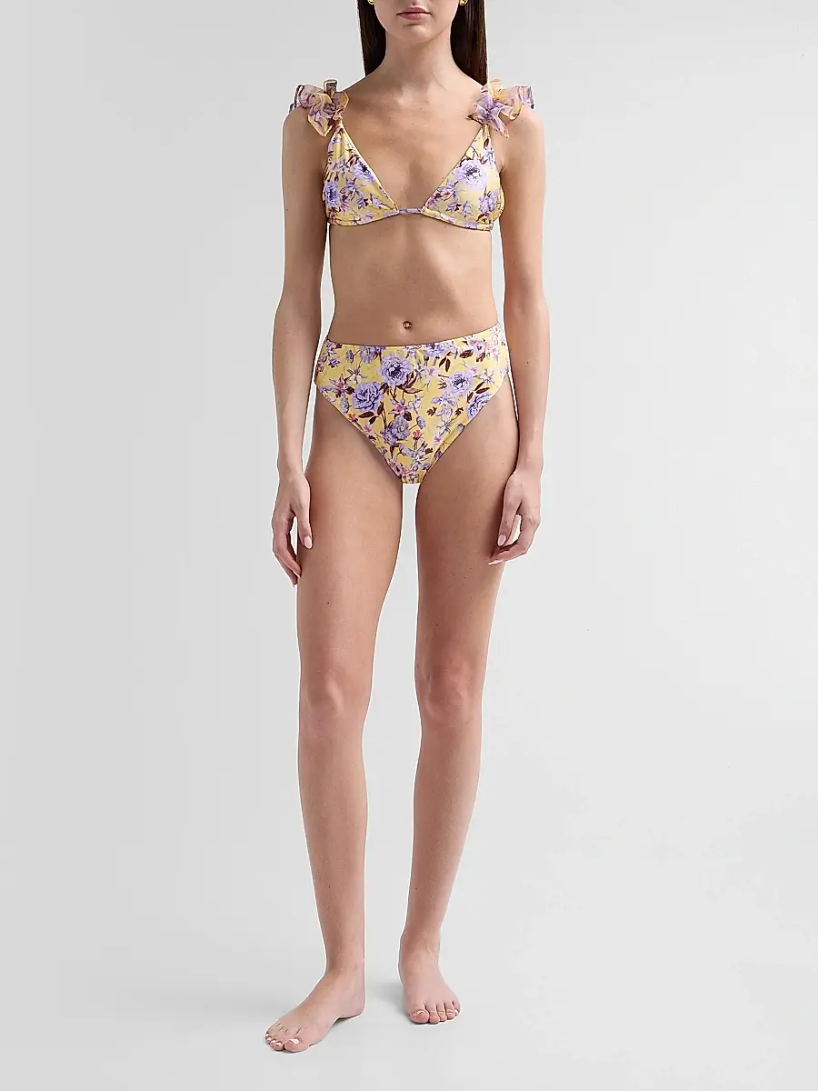 PatBo Women's Peony Print High-Waisted Bikini Bottom | Thumbnail 2 PatBo Women's Peony Print High-Waisted Bikini Bottom | Thumbnail 2