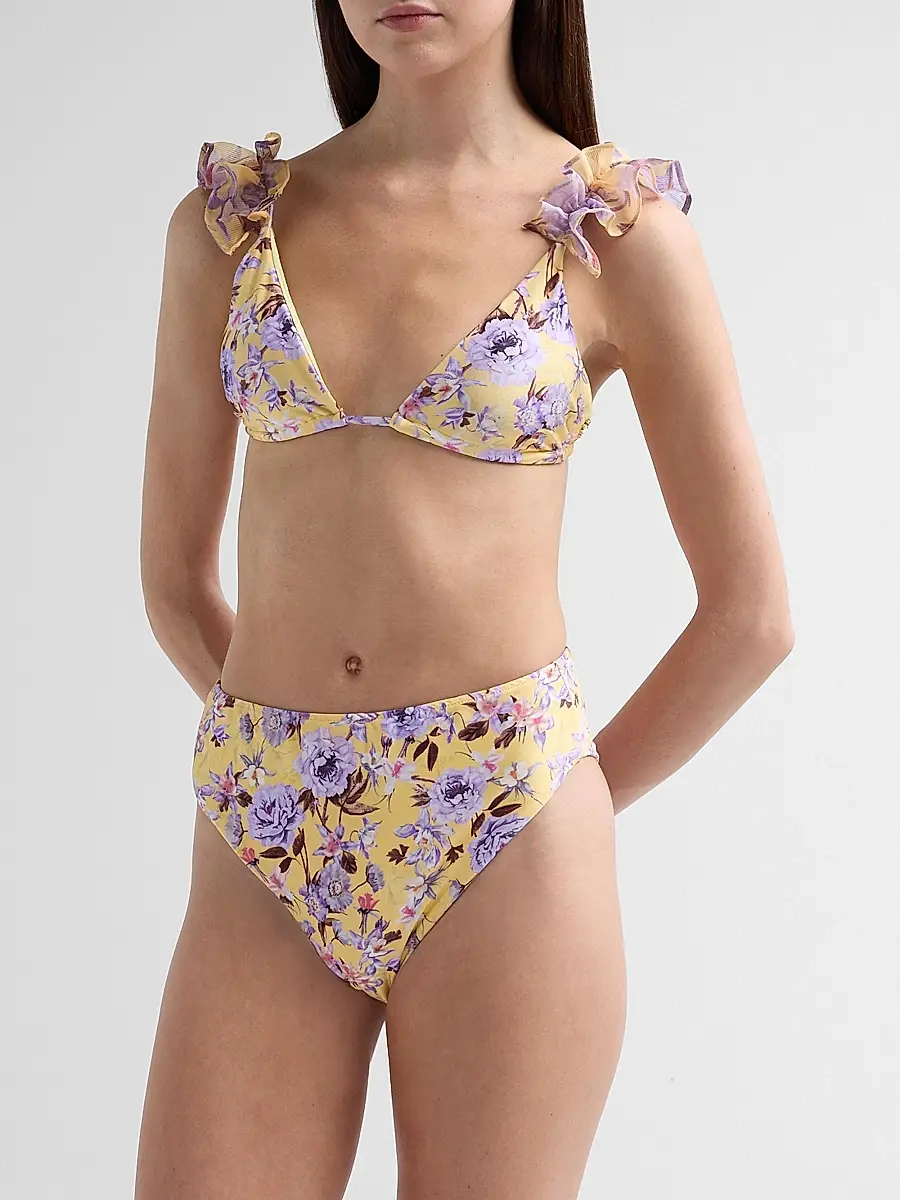 PatBo Women's Peony Print High-Waisted Bikini Bottom | Thumbnail 3 PatBo Women's Peony Print High-Waisted Bikini Bottom | Thumbnail 3