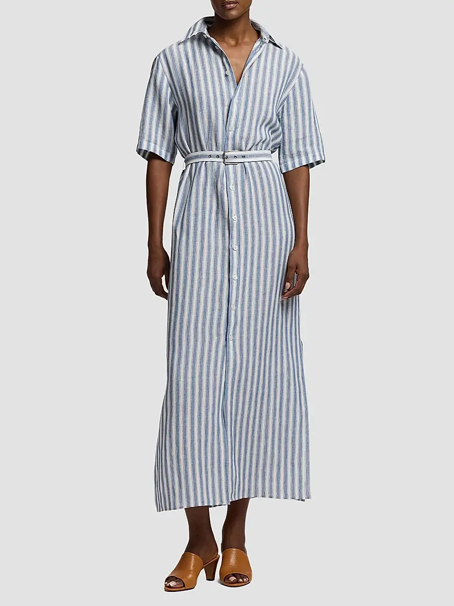 Ralph Lauren Collection Women's Carol Striped Linen Day Dress | Thumbnail 3 Ralph Lauren Collection Women's Carol Striped Linen Day Dress | Thumbnail 3