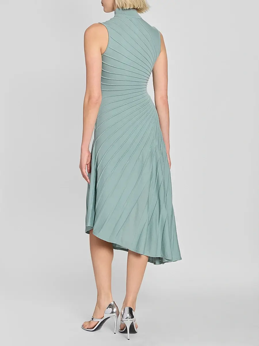 Alaïa Women's Ray Sleeveless Wool A-Line Midi-Dress | Thumbnail 3