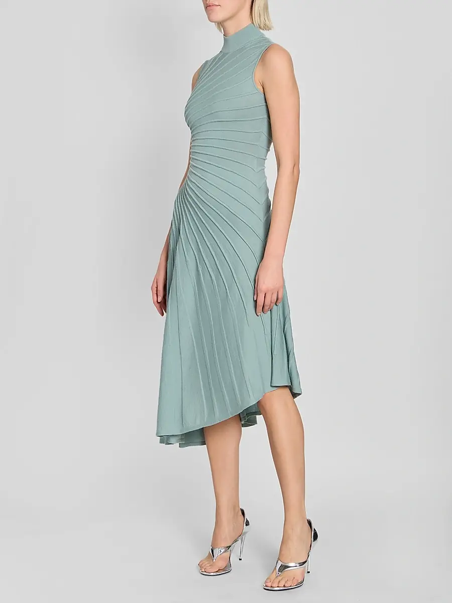 Alaïa Women's Ray Sleeveless Wool A-Line Midi-Dress | Thumbnail 4