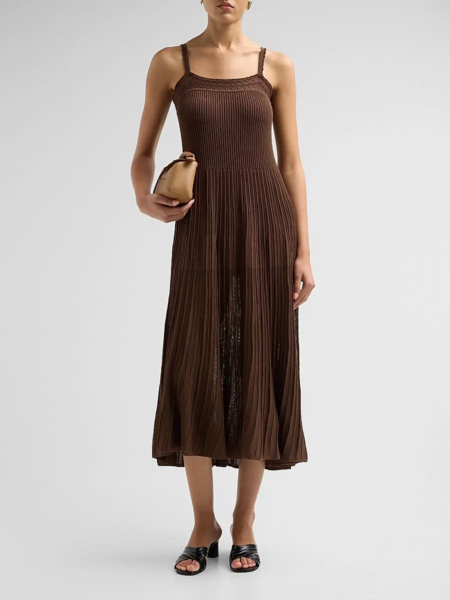 Ba&sh Women's Noto Pointelle-Knit A-Line Knee-Length Dress | Thumbnail 2 Ba&sh Women's Noto Pointelle-Knit A-Line Knee-Length Dress | Thumbnail 2