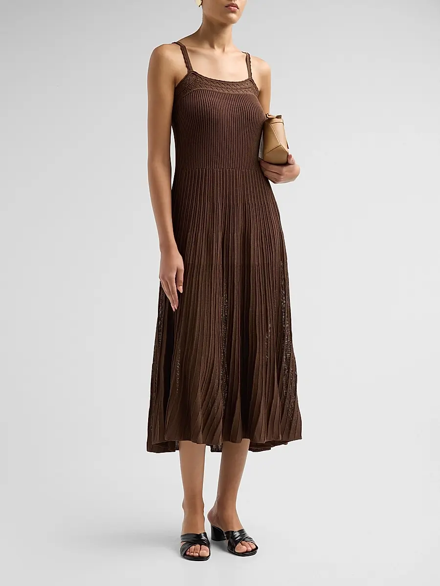 Ba&sh Women's Noto Pointelle-Knit A-Line Knee-Length Dress | Thumbnail 4 Ba&sh Women's Noto Pointelle-Knit A-Line Knee-Length Dress | Thumbnail 4