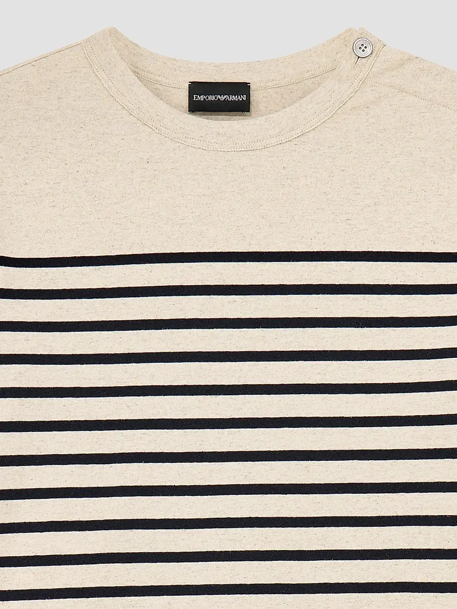Emporio Armani Men's Striped Cotton-Linen Jersey Sweater | Thumbnail 3