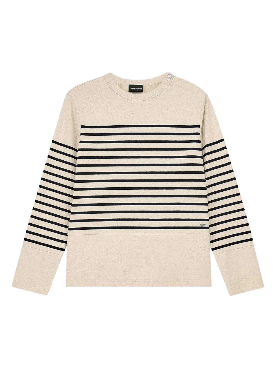 Emporio Armani Men's Striped Cotton-Linen Jersey Sweater