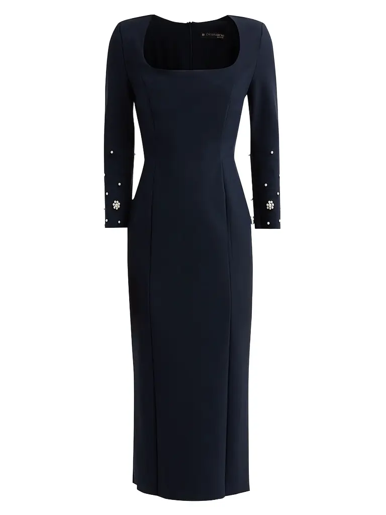 Chiara Boni La Petite Robe Women's Aquari Embellished Midi Dress - Dark Midnight | Image 1 Chiara Boni La Petite Robe Women's Aquari Embellished Midi Dress - Dark Midnight | Image 1