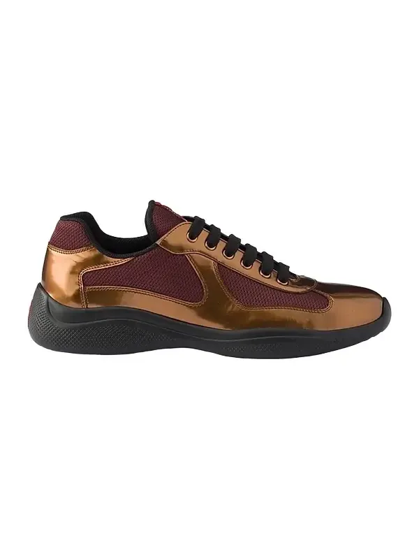 Prada Men's America's Cup Metallic Leather and Bike Fabric Sneakers