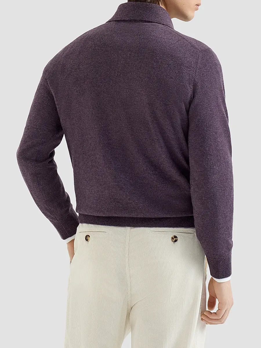 Brunello Cucinelli Men's Cashmere Knit Polo Shirt | Thumbnail 3 Brunello Cucinelli Men's Cashmere Knit Polo Shirt | Thumbnail 3