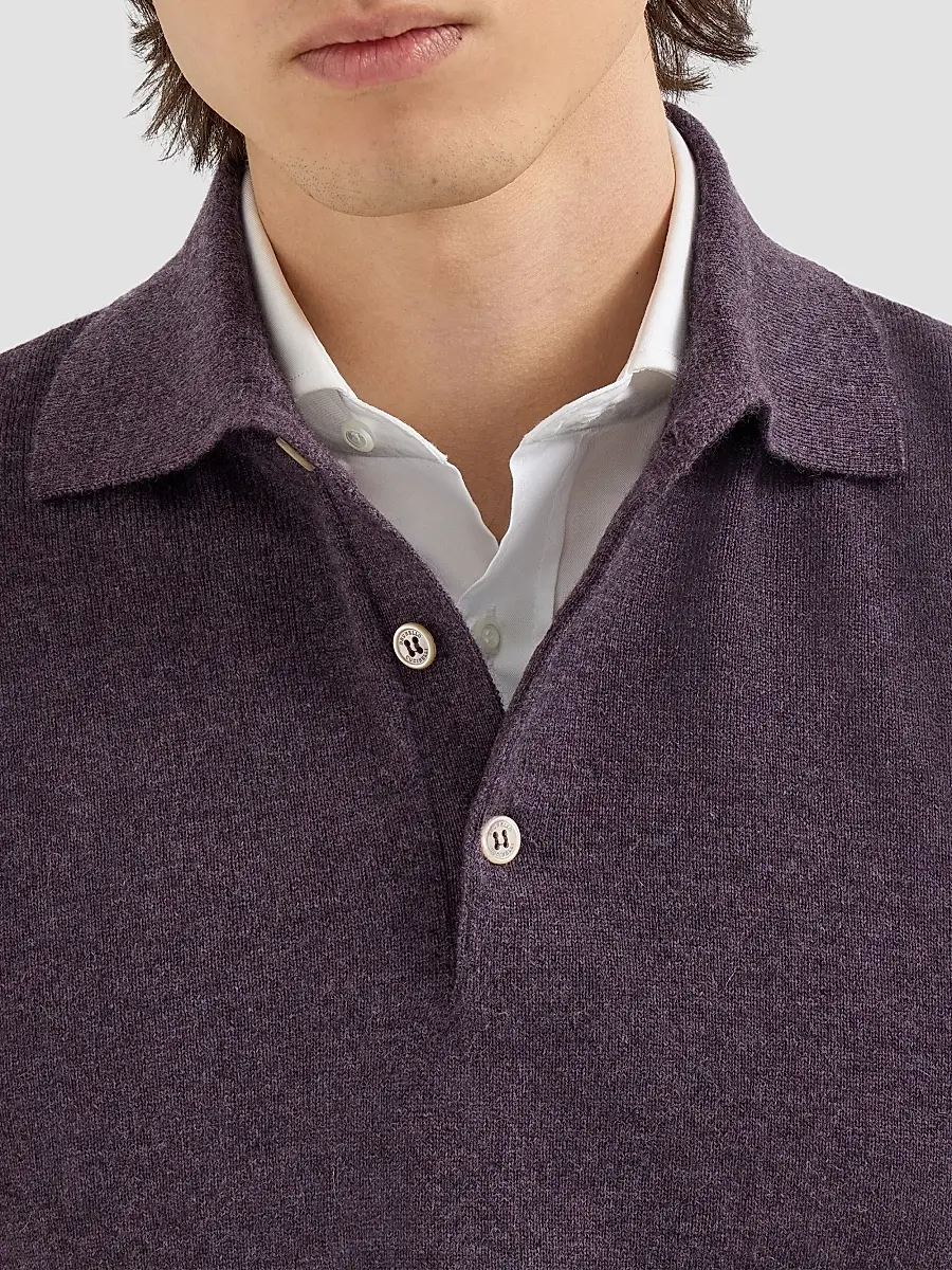 Brunello Cucinelli Men's Cashmere Knit Polo Shirt | Thumbnail 5 Brunello Cucinelli Men's Cashmere Knit Polo Shirt | Thumbnail 5