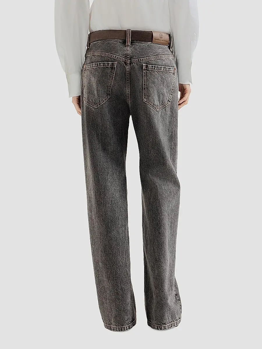 Brunello Cucinelli Women's Authentic Denim Contemporary Loose Jeans with Monili - Dark Grey | Thumbnail 3 Brunello Cucinelli Women's Authentic Denim Contemporary Loose Jeans with Monili - Dark Grey | Thumbnail 3