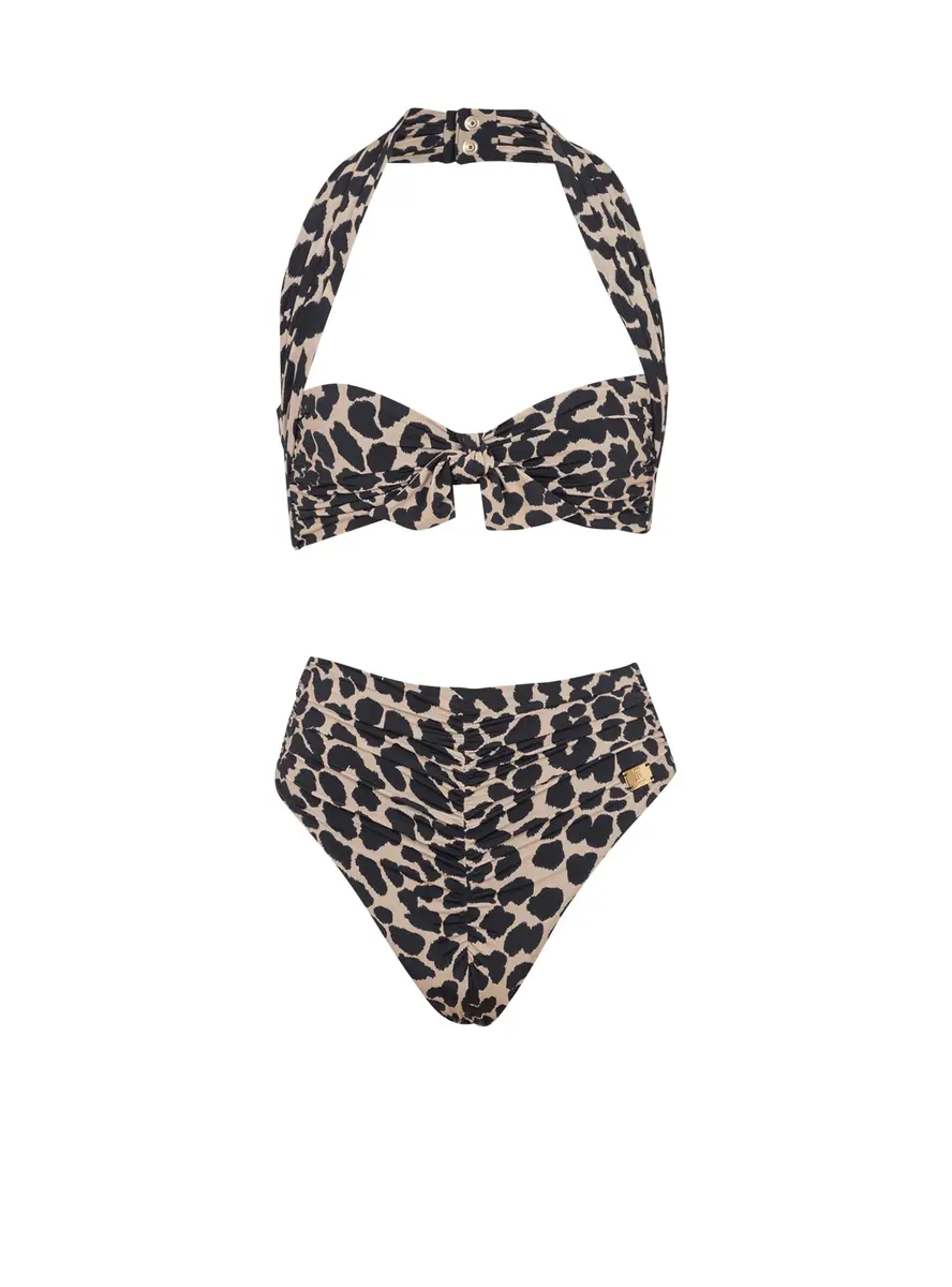 Balmain Two-piece leopard pattern swimsuit