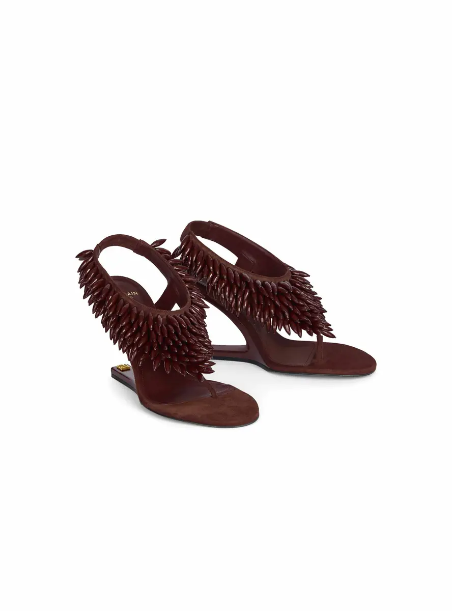 Balmain No Wedge beaded suede sandals | Thumbnail 3