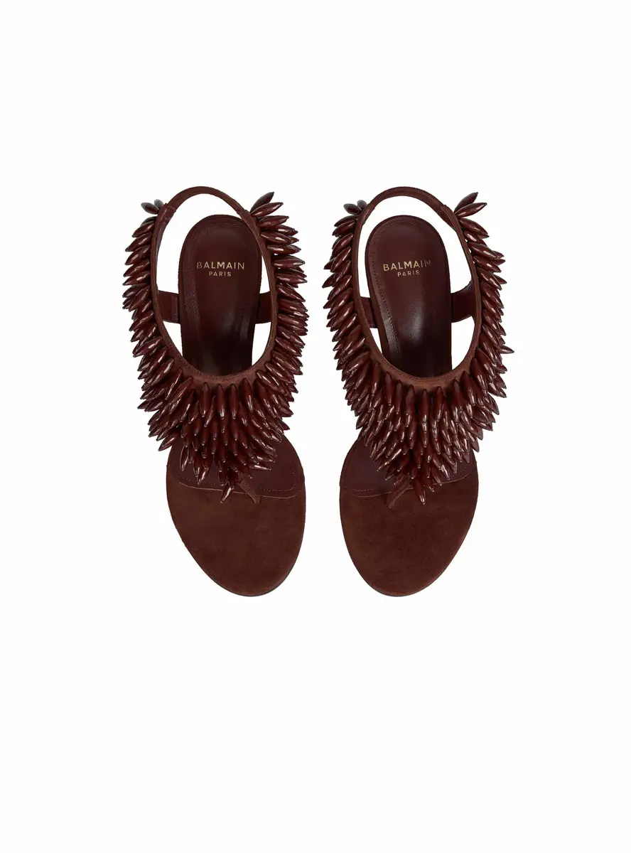 Balmain No Wedge beaded suede sandals | Thumbnail 6
