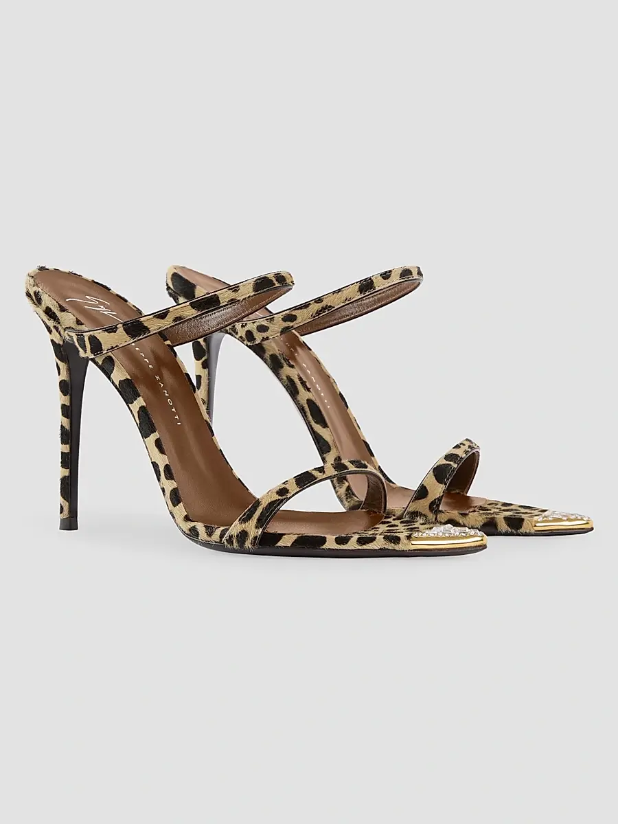 Giuseppe Zanotti Women's Intrigo 105MM Crystal-Embellished Calf Hair Sandals | Thumbnail 4 Giuseppe Zanotti Women's Intrigo 105MM Crystal-Embellished Calf Hair Sandals | Thumbnail 4