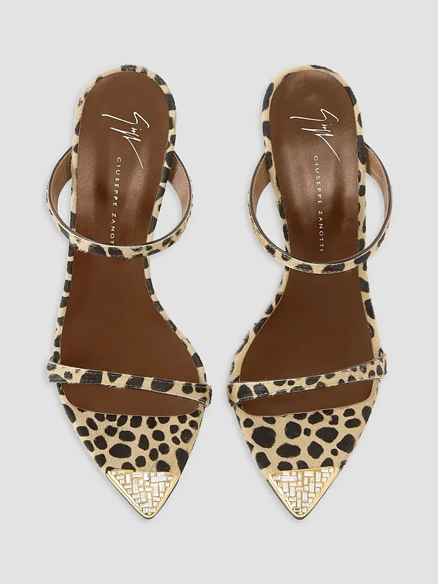 Giuseppe Zanotti Women's Intrigo 105MM Crystal-Embellished Calf Hair Sandals | Thumbnail 5 Giuseppe Zanotti Women's Intrigo 105MM Crystal-Embellished Calf Hair Sandals | Thumbnail 5
