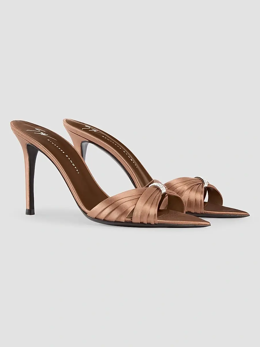 Giuseppe Zanotti Women's Intrigo 90MM Silk Stiletto Mules | Thumbnail 4 Giuseppe Zanotti Women's Intrigo 90MM Silk Stiletto Mules | Thumbnail 4
