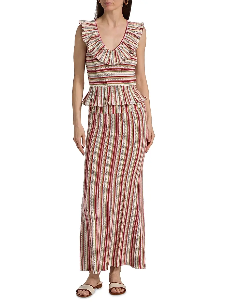 RAILS Women's Carmelita Havana Striped Ruffled Cotton Peplum Top | Thumbnail 2 RAILS Women's Carmelita Havana Striped Ruffled Cotton Peplum Top | Thumbnail 2