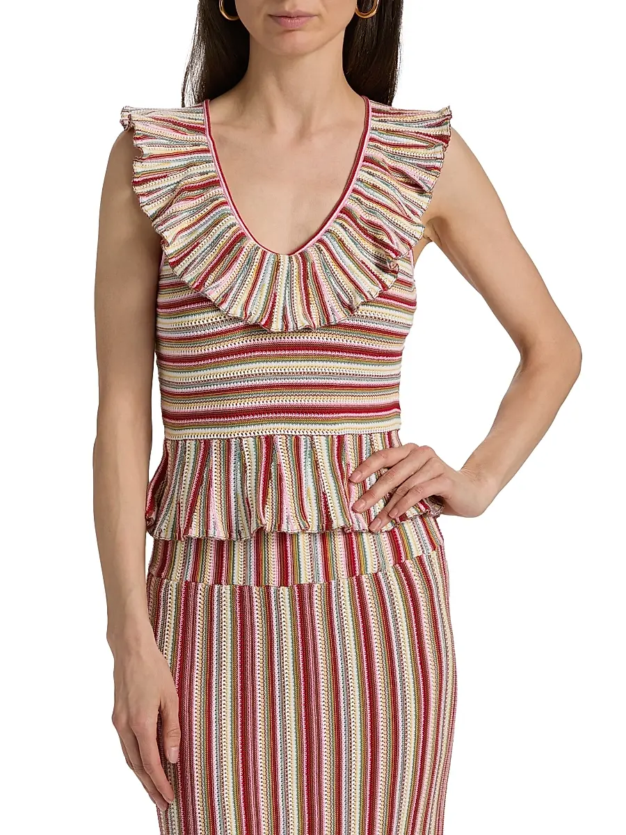 RAILS Women's Carmelita Havana Striped Ruffled Cotton Peplum Top | Thumbnail 3 RAILS Women's Carmelita Havana Striped Ruffled Cotton Peplum Top | Thumbnail 3