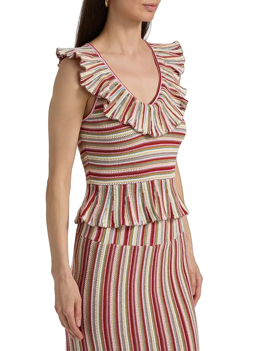 RAILS Women's Carmelita Havana Striped Ruffled Cotton Peplum Top | Thumbnail 4 RAILS Women's Carmelita Havana Striped Ruffled Cotton Peplum Top | Thumbnail 4
