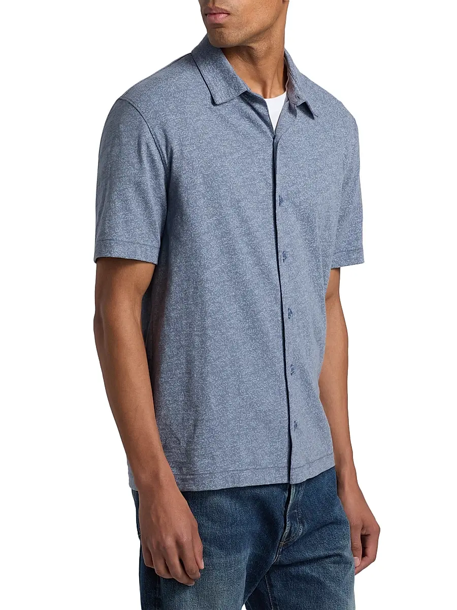 Vince Men's Tonal Leaf Slub Cotton Shirt | Thumbnail 4 Vince Men's Tonal Leaf Slub Cotton Shirt | Thumbnail 4