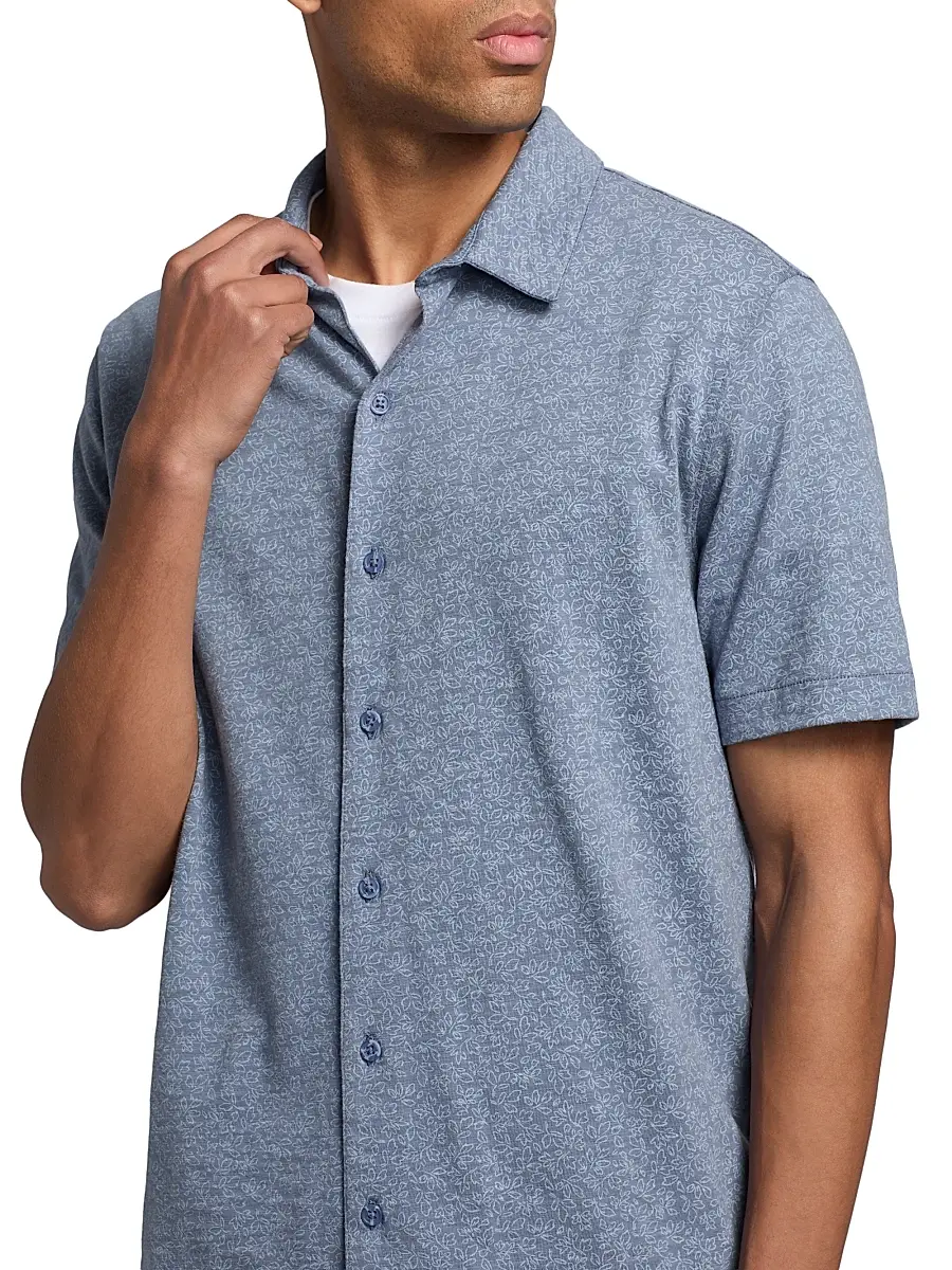 Vince Men's Tonal Leaf Slub Cotton Shirt | Thumbnail 6 Vince Men's Tonal Leaf Slub Cotton Shirt | Thumbnail 6
