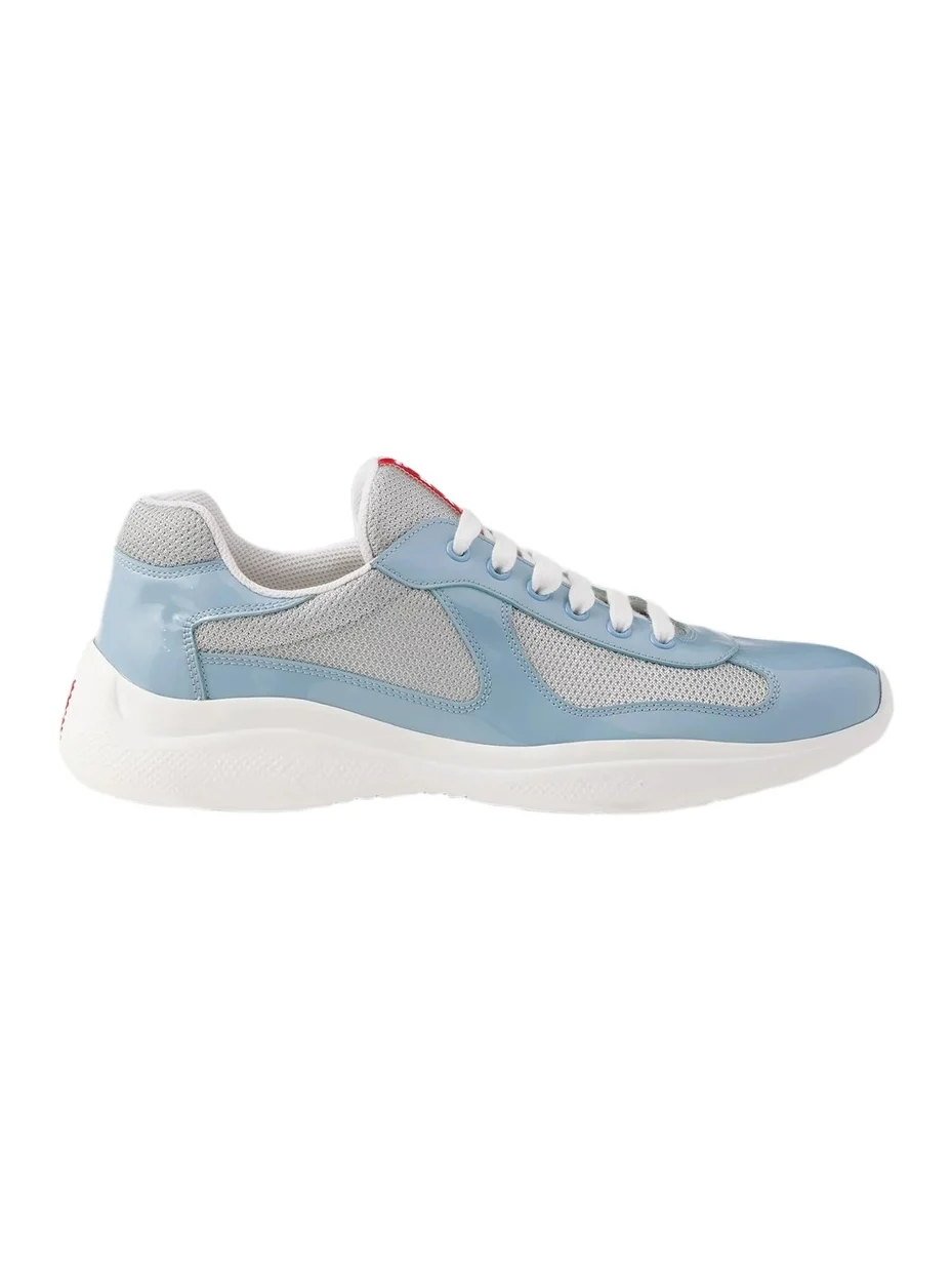 Prada Men's Patent Leather and Technical Fabric America's Cup Sneakers