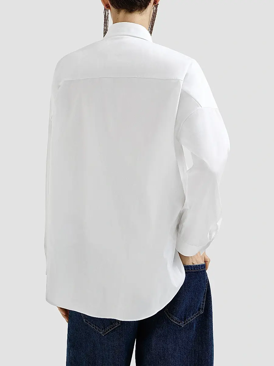 Brunello Cucinelli Women's Stretch Cotton Poplin Shirt with Shiny Trim - White | Thumbnail 3 Brunello Cucinelli Women's Stretch Cotton Poplin Shirt with Shiny Trim - White | Thumbnail 3