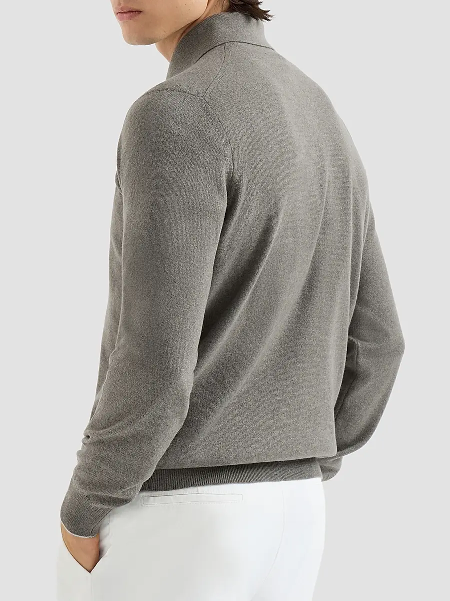 Brunello Cucinelli Men's Cashmere Knit Polo Shirt | Thumbnail 3