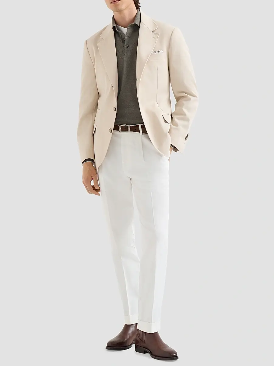 Brunello Cucinelli Men's Cashmere Knit Polo Shirt | Thumbnail 6
