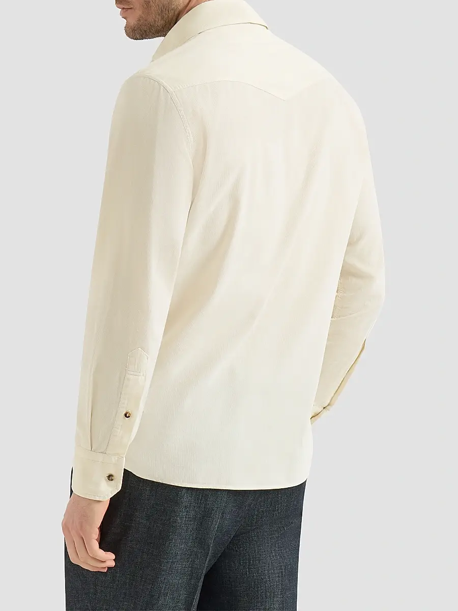 Brunello Cucinelli Men's Garment Dyed Easy Fit Western Shirt | Thumbnail 3 Brunello Cucinelli Men's Garment Dyed Easy Fit Western Shirt | Thumbnail 3
