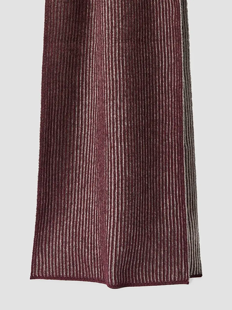 Brunello Cucinelli Men's Cashmere English Rib Vanisé Knit Scarf | Thumbnail 2 Brunello Cucinelli Men's Cashmere English Rib Vanisé Knit Scarf | Thumbnail 2