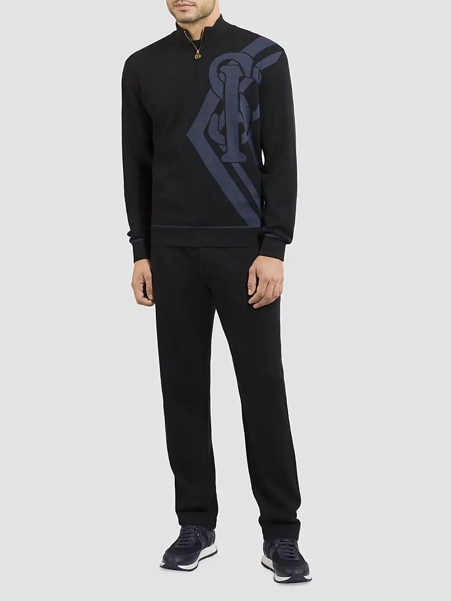 Stefano Ricci Men's Zip Mock Neck Sweater | Thumbnail 2