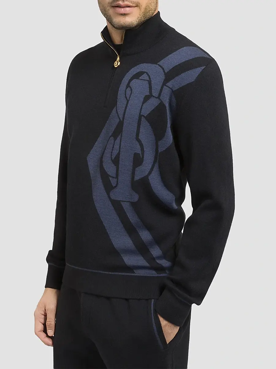 Stefano Ricci Men's Zip Mock Neck Sweater | Thumbnail 3