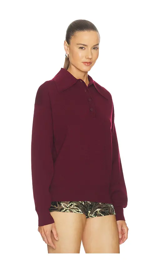 ALÉMAIS Claudia Plum Knit Polo | Thumbnail 2