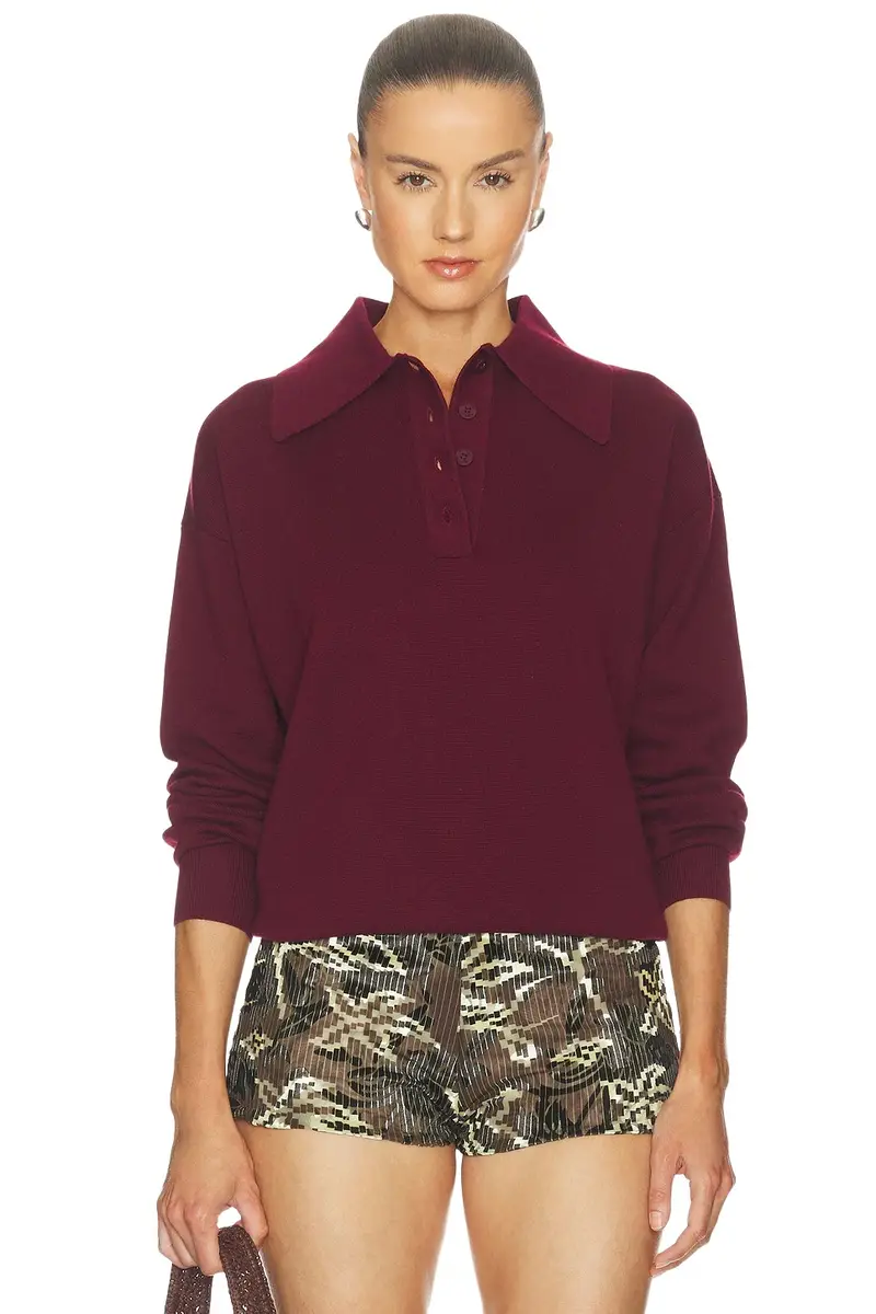 ALÉMAIS Claudia Plum Knit Polo