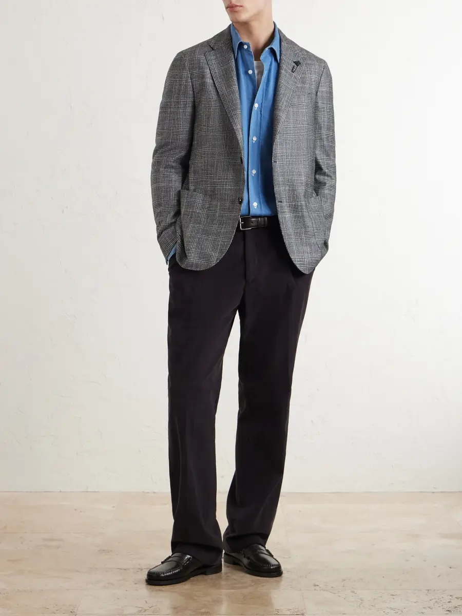 Lardini Prince Of Wales Checked Wool, Silk and Cashmere-Blend Blazer - Men | Thumbnail 2
