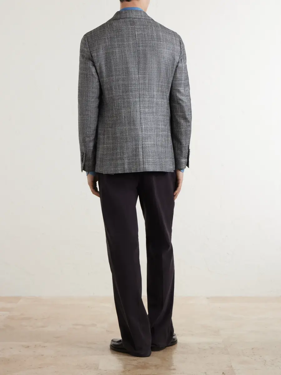 Lardini Prince Of Wales Checked Wool, Silk and Cashmere-Blend Blazer - Men | Thumbnail 4