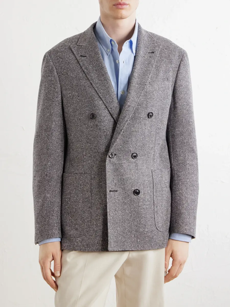 Canali Kei Double-Breasted Herringbone Wool and Cashmere-Blend Suit Jacket - Men | Thumbnail 3 Canali Kei Double-Breasted Herringbone Wool and Cashmere-Blend Suit Jacket - Men | Thumbnail 3