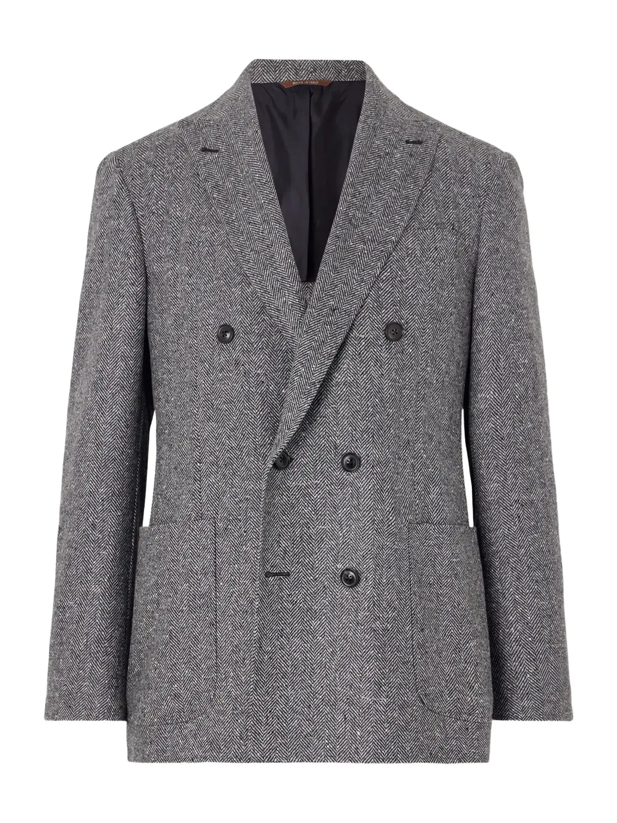 Canali Kei Double-Breasted Herringbone Wool and Cashmere-Blend Suit Jacket - Men