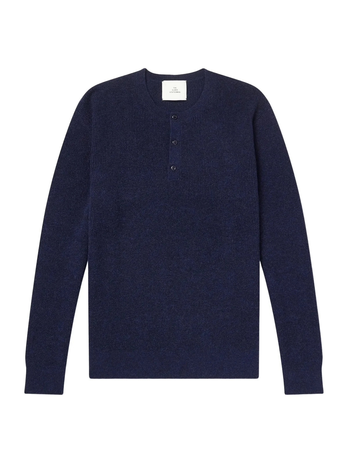 The Elder Statesman Waffle-Knit Cashmere Henley Sweater - Men