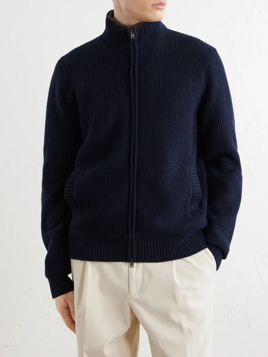 HERNO Wool Zip-Up Cardigan - Men | Thumbnail 3