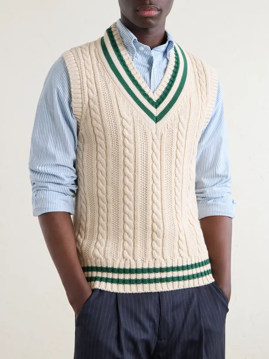 Drake's Cricket Knitted Cotton and Cashmere-Blend Vest - Men | Thumbnail 3