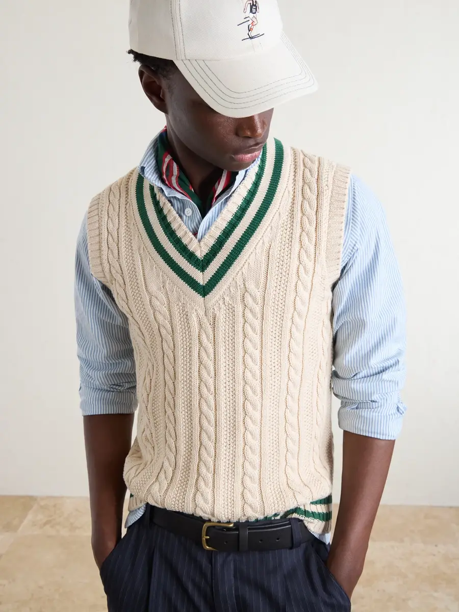 Drake's Cricket Knitted Cotton and Cashmere-Blend Vest - Men | Thumbnail 5