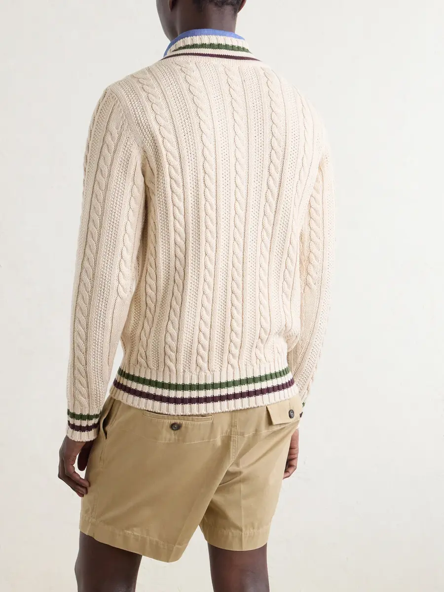 Drake's Cricket Knitted Cotton and Cashmere-Blend Sweater - Men | Thumbnail 4