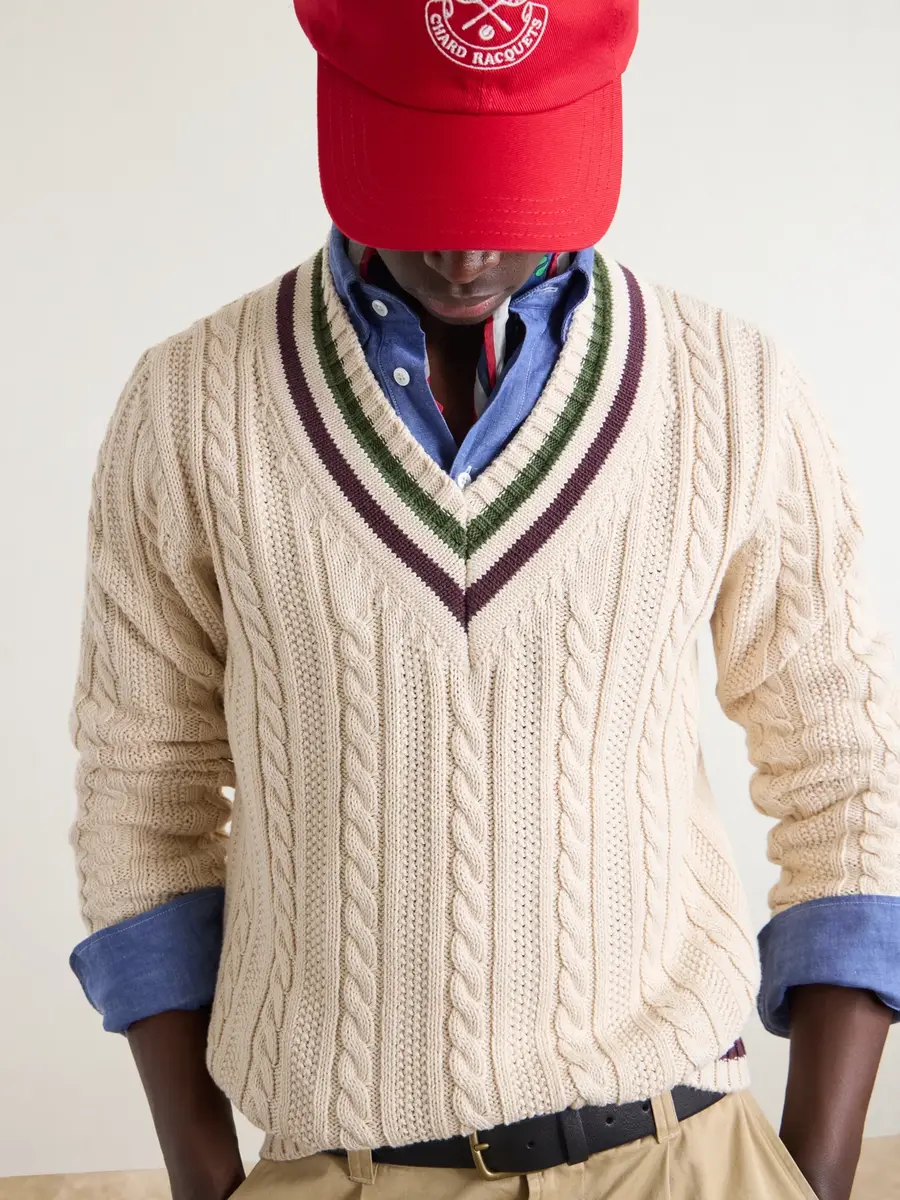 Drake's Cricket Knitted Cotton and Cashmere-Blend Sweater - Men | Thumbnail 5