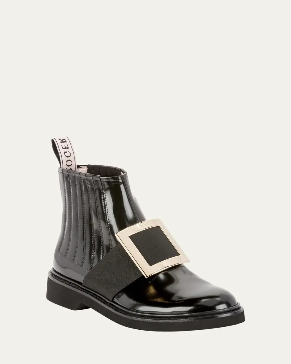 Roger Vivier Viv Ranger Patent Leather Pilgrim Buckle Booties | Thumbnail 4